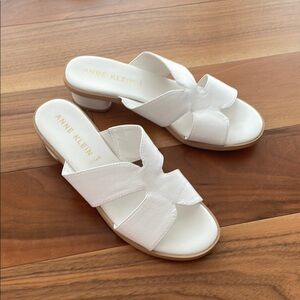Anne Klein White Crisscross Sandals